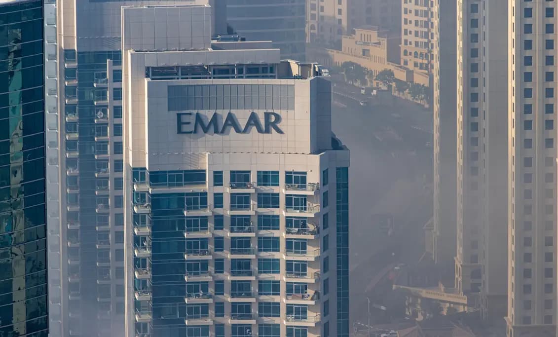 Downtown Dubai skyline with Burj Khalifa, developed by Emaar Properties